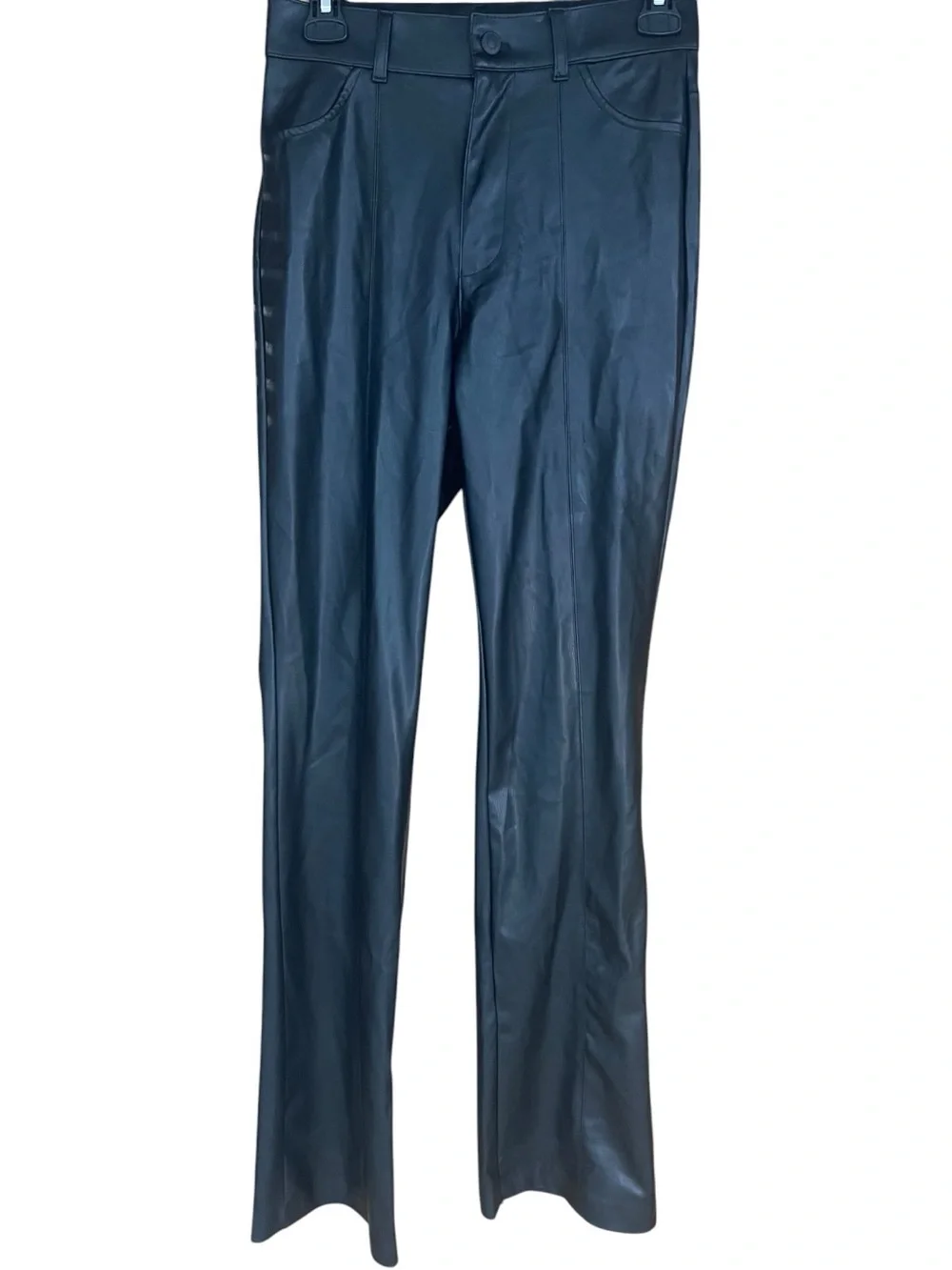 Zara Faux Leather Flared Trousers Pants Black